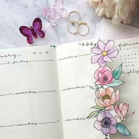 Dutch Door Bujo, Floral Bujo Theme, Bujo Dutch Door Ideas, Journal Must Haves, Journal Dutch Door Ideas, Bullet Journal Dutch Door Ideas, Bujo Dutch Door, Watercolor Bujo, Dutch Door Bullet Journal