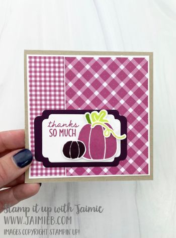 Fall Cards Handmade, Stampin Up Birthday Cards, Pumpkin Images, Pink Fall, Handmade Thank You Cards, Fall Mini, Su Cards, Square Card, Stamping Up Cards