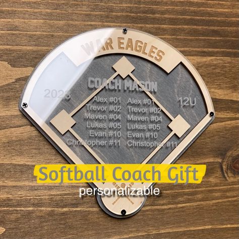 Softball Plaque Coach Gift - Etsy Baseball Plaque Ideas, Softball Coaches Gifts, Softball Coaches Gift Ideas, Softball Senior Night Gifts, Softball Coach Gift Ideas, Baseball Coach Gift Ideas, Martial Arts Belt Holder, Baseball Banquet, Laser Gifts