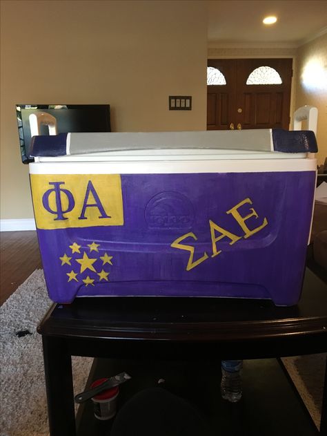 Sae Formal Cooler Ideas, Sae Formal Cooler, Sae Frat Cooler, Sae Cooler, Sae Fraternity, Painted Fraternity Coolers, Nola Cooler, Frat Formal, Formal Cooler Ideas