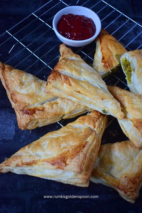 Aloo puff patties | Potato puff pastry | Aloo puff recipe Aloo Puff Pastry, Aloo Patties Recipe, Aloo Patties, Potato Puff Pastry, Puff Patties, Veg Puff Recipe, Potato Puffs, Veg Snacks, Golden Spoon