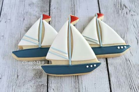 Sailboat Cookies, Nautical Party, Cookie Inspiration, Baby Shower Cookies, Icing Cookies, Cookie Designs, Custom Cookies, Sailboats, Decorated Cookies