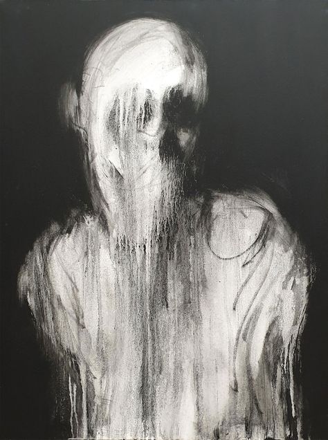 Acrylic painting of a silhouette of a man with the face seemingly melting down the page Dark Paintings, Macabre Art, Haruki Murakami, Scary Art, Ap Art, Creepy Art, Surreal Art, Horror Art, Dark Art