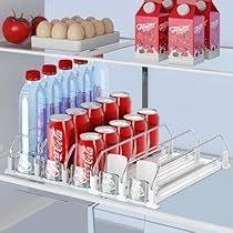 Soda Organization, Fridge Inside, Drink Organizer, Soda Dispenser, Clear Plate, Can Dispenser, Clear Plates, Beer And Wine, Soda Water