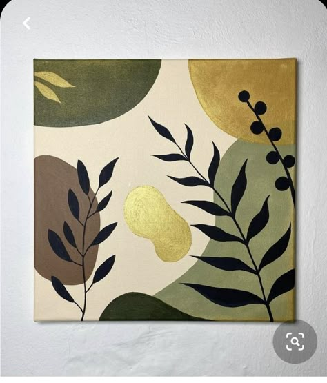 Paintings For Wall Decor Canvases, Acrylic Painting Ideas For Bedroom, Simple Home Decor Paintings, Art Inspo Painting Acrylic, Plant Paintings Acrylic, Diy Home Paintings Canvas, Abstract Leaf Painting, Acrylic Painting Plants, Painting Ideas Plants