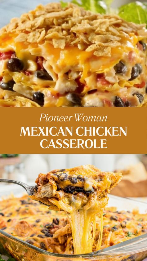 Pioneer Woman Mexican Chicken Casserole Rotel Mexican Chicken Casserole, Dinners With Tortilla Chips, Pioneer Woman Mexican Chicken And Rice, Pioneer Woman Mexican Rice Casserole, Spanish Chicken Casserole Recipes, Chicken Tortilla Chips Casserole, Mexican Chicken Casserole With Tortilla Chips, Rotel Chicken Bake, Pioneer Woman Chicken Tortilla Casserole