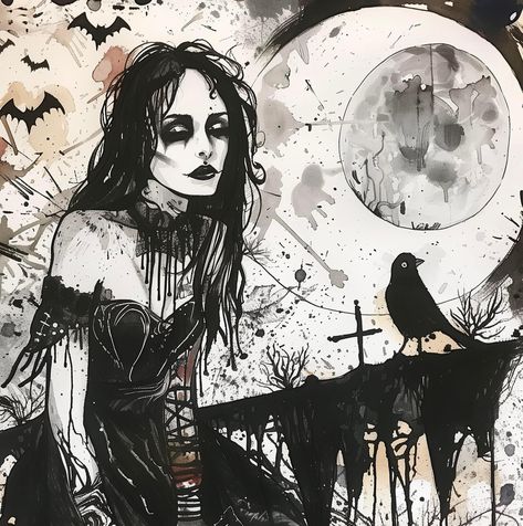 Gothic Princess Art, Romantic Goth Art, Goth Princess, Scary Tattoos, Pretty Artwork, Retro Horror, Romantic Goth, Goth Art, Pfp Ideas