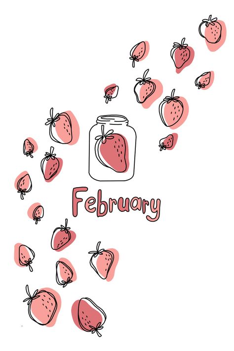 Strawberry Bullet Journal, February Clipart, 2025 Journal, Icons Phone, Bujo Themes, February Bullet Journal, Science Classroom Decorations, Bullet Journal Ideas Templates, Bullet Journal Cover Page