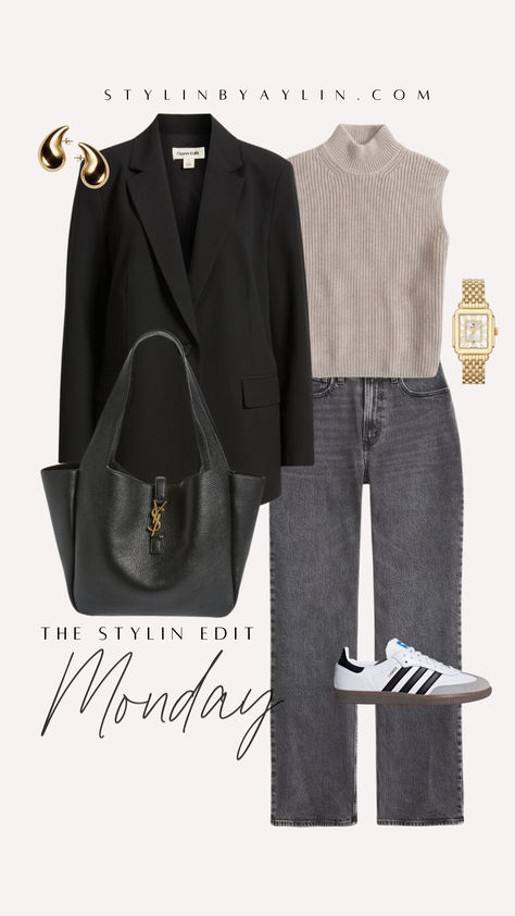 Work Outfit With Sneakers Women, Smart Casual Outfit Women, Office Couture, Looks Adidas, Teacher Fits, Outfits Of The Week, Looks Jeans, Europe Style, Business Casual Outfits For Work