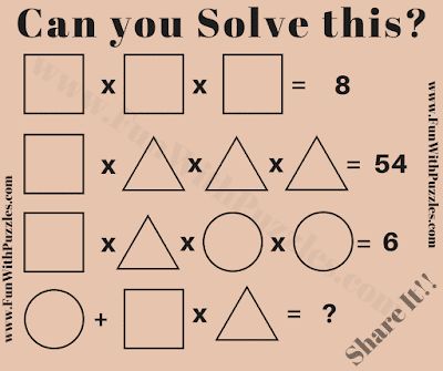 Math Brain Teaser for Students with Solution Visual Puzzles, Algebra Problems, Brain Teasers Riddles, High School Math Classroom, Brain Teasers For Kids, Kids Puzzles, Math Riddles, Math Centers Middle School, Fifth Grade Math