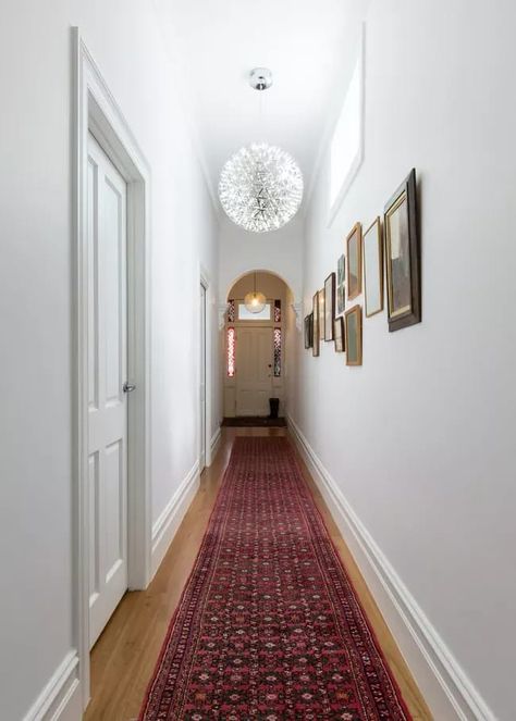 runner rug in entryway Hallway Rugs Ideas, Hallway Runners Ideas, Long Hallway Ideas, Long Hallway Runners, Long Narrow Hallway, Long Hallway Runner, Long Hall, Shoji White, Hall Runner Rugs