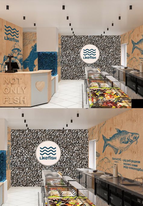 Seafood Shack Design, Fish Store Design, Sea Food Restaurant Design, Fish Shop Design, Fish Restaurant Design, Tea Store Design, Seafood Store, Seafood Shop, Fish And Chip Shop