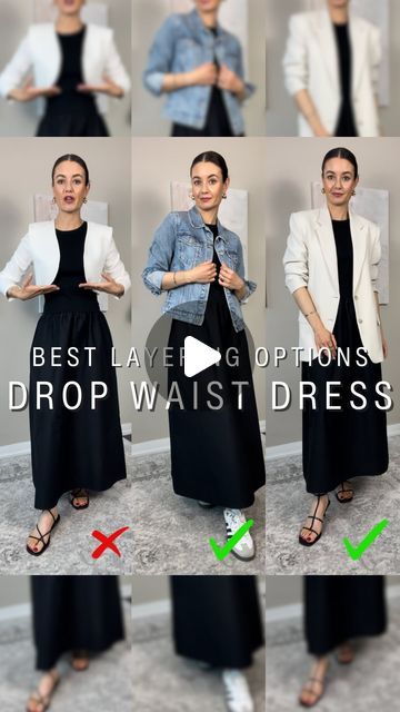 Sansha on Instagram: "Drop waist dresses are BIG this season, and they are actually easier to style than you would think!

Links in stories and my LTK.

#dropwaist #fashiontrends #howtostyle #styletips #springoutfitideas #springlooks #casualchic #springtrends" Drop Waist Dress Outfit, Drop Waist Dresses, Drop Waist Dress, Fashion Styling, Dropwaist Dress, Spring Trends, Spring Looks, Dress With Cardigan, Waist Dress