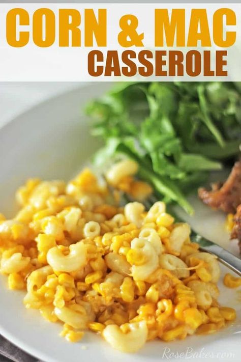 Macaroni Corn Casserole, Macaroni Casserole, Easy Macaroni, Baked Corn, Pasta Casserole, Potluck Dishes, Food Goals, Gain Weight, Yummy Sides