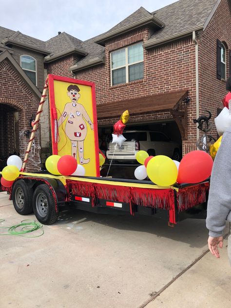 Operation float for HOSA Operation Game Homecoming Float, Board Game Parade Float Ideas, Hoco Float Ideas, Christmas Floats, Operation Board Game, Homecoming Floats, Christmas Parade Floats, Homecoming Themes, Operation Game