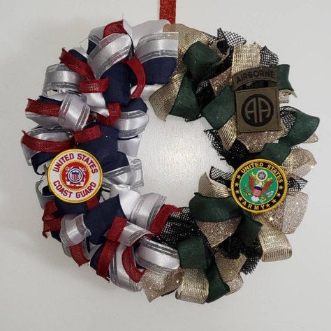 Excited to share the latest addition to my #etsy shop: Split Military Wreath *CUSTOM ORDER* #airforce #navy #coastguard #marines #army #seabees #patriotic #wreaths #gifts https://etsy.me/2ZhrMgy Army Wreath, American Wreath, Military Wreath, Patriotic Decor, Wire Wreath, Sunflower Wreaths, Patriotic Wreath, Tea Stains, Handmade Wreaths