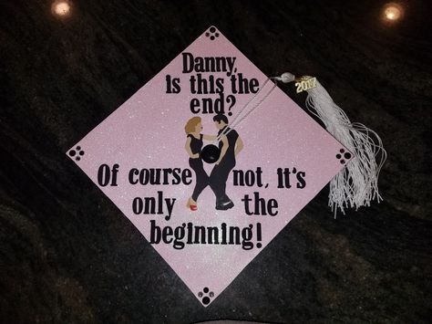 Grease Graduation Cap, Scarface Graduation Cap, Graduation Cap Pink, Danny And Sandy, College Caps, Senior Caps, High School Graduation Cap Designs, High School Graduation Quotes, Graduation Cap Designs College