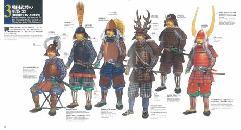 3. Battle Dresses of Generals in the Warring States period (2) - Warring States Period (15th-16th Century) Samurai Crest, Sengoku Era, Historical Japan, Medieval Japanese, Sengoku Jidai, Historical Drawings, Sengoku Period, History Infographic, Chinese Armor