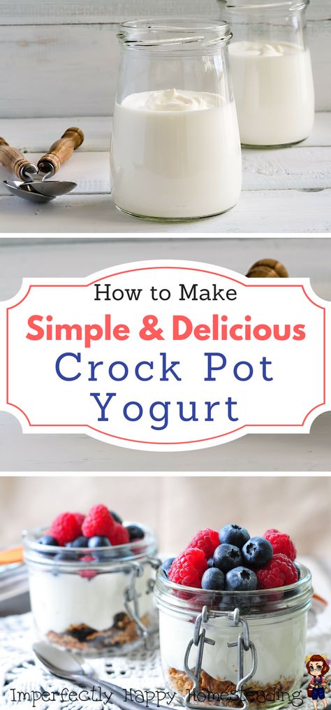 How to Make Simple & Delicious Crock Pot Yogurt. Only 2 ingredients! this hasn't been working lately...3/21/19 Breakfast Ideas Simple, Crock Pot Yogurt, Healthy Crock Pot, Cheese Sauces, Homemade Yogurt Recipes, Casserole Healthy, Diy Yogurt, Homemade Greek Yogurt, Greek Yogurt Recipes