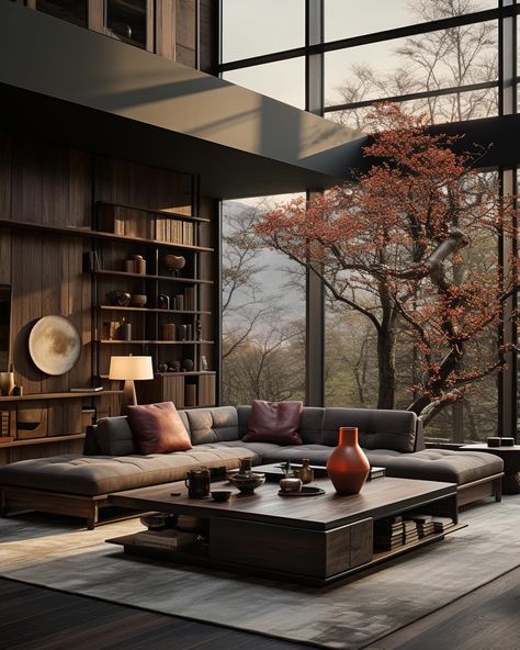 Loving this modern Japanese home interior design concept🤍 We design spaces for clients worldwide, find out more on our website, link in bio! #interior #interiordesign Japanese Luxury Interior, Japanese Interior Design Living Room, Japanese House Interior Design, Chinese Interior Design Modern, Luxury Japandi, Dark Japandi, Japanese Home Interior, Modern Chinese Interior, Addition To House