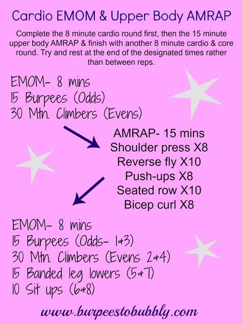 Core Amrap Workout, Upper Body Emom Workout, Core Emom Workout, Emom Upper Body Workout, Upper Body Amrap Workout, Upper Body Emom, Cardio Emom, Wods Crossfit, Bootcamp Workout