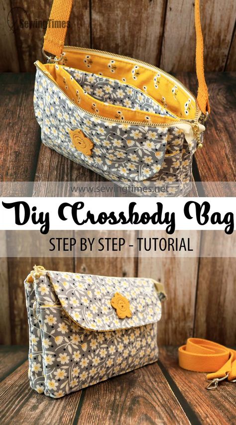 DIY Mother's Day Gift Idea 🎁 How to Make a Small Crossbody Bag with Pockets Fabric Cross Body Bags Free Pattern, Sew A Cross Body Bag, Free Hand Bag Sewing Patterns, Unique Bag Sewing Patterns, Sew Purse Pattern, Sewing Handbags Free Pattern, Sewing Projects Purse, Diy Crossbody Purse, Sewn Purse Patterns