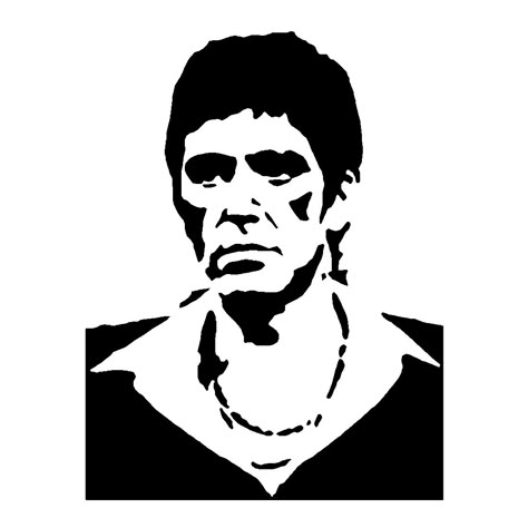 Scarface Stencil, Pumpkin Carving Stencil, 3d Pencil Drawings, Stencil Graffiti, Face Stencils, Tall Pumpkin, Black And White Art Drawing, Tony Montana, Caricature Drawing