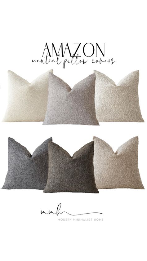 Amazon Neutral pillow covers. Neutral Gray Dark brown Beige Oatmeal Dark grey Light grey Living room decor home decor // modern home decor // decor // modern home // modern minimalist home // amazon home // home decor amazon // amazon home decor Follow my shop @modern.minimalist.home on the @shop.LTK app to shop this post and get my exclusive app-only content! #liketkit #LTKhome #LTKstyletip #LTKfindsunder50 @shop.ltk Neutral Throw Pillows Couch Amazon, Neutral Pillows On Dark Grey Couch, Light Grey Couch Neutral Living Room, Light Grey Couch Throw Pillows, Throw Pillows For Grey Couch Amazon, Throw Pillows For Dark Grey Couch, Light Grey Living Room Decor, Oatmeal Couch Living Rooms, Dark Gray Leather Couch