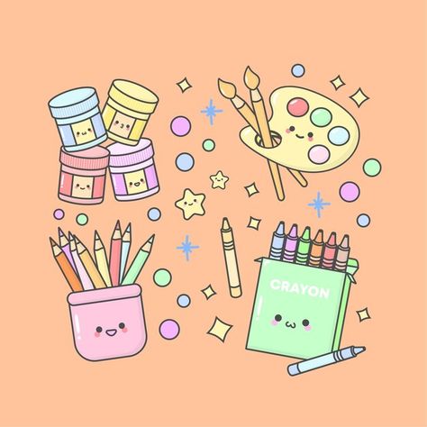 Pastel Colours Painting, Cute Facial Expressions, Orange Widget, Kawaii Coloring Book, Paint Pencil, Line Artist, Summer Wallpapers, Food Drawings, Planner Setup