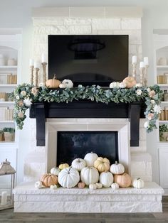 Mantel Decorating: A Holiday Tradition | Balsam Hill Blog Mantel Styling, Fall Fireplace Decor, Fall Mantle Decor, Mantel Decorating, My Texas House, Fall Fireplace, Fall Mantle, Fall Decor Inspiration, Texas House