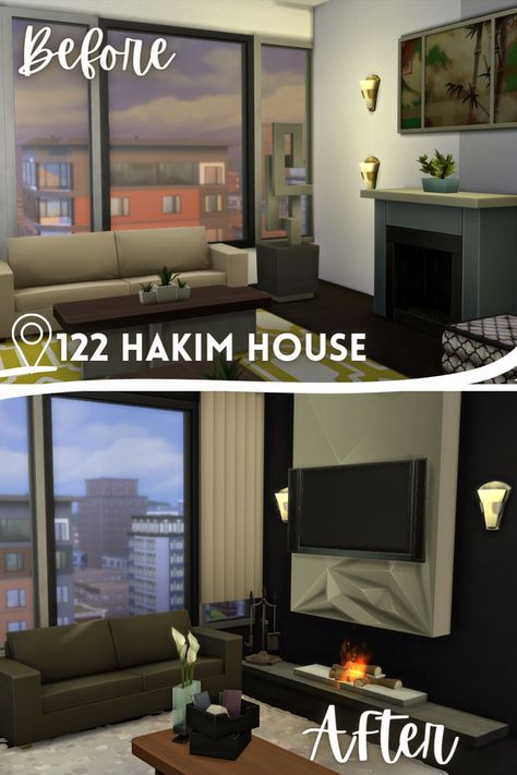 The Sims 4 Apartment, Sims 4 Apartment, Living Room Renovation, Room Renovation, Modern Fireplace, The Sims 4, The Sims, Sims 4, Reno