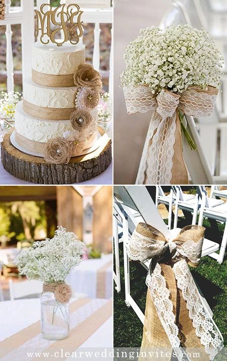 Enchanting Burlap and Lace Wedding Ideas with Rustic Whimsy – Clear Wedding Invites Burlap And Lace Wedding Ideas, Burlap Crafts Rustic, Burlap Wedding Centerpieces, Burlap Wedding Decor, Ideas Casamiento, Lace Wedding Decorations, Burlap And Lace Wedding, Iris Wedding, Burlap Wedding Decorations