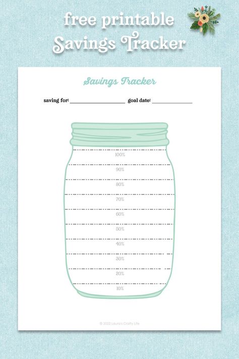 Savings Jar Printable. Get this free mason jar printable savings tracker to keep track of expenses. Printable Savings Tracker, Jar Printable, Free Mason, Be More Mindful, Jar Saving, Tracker Free, Savings Jar, Home Management Binder, Sinking Funds