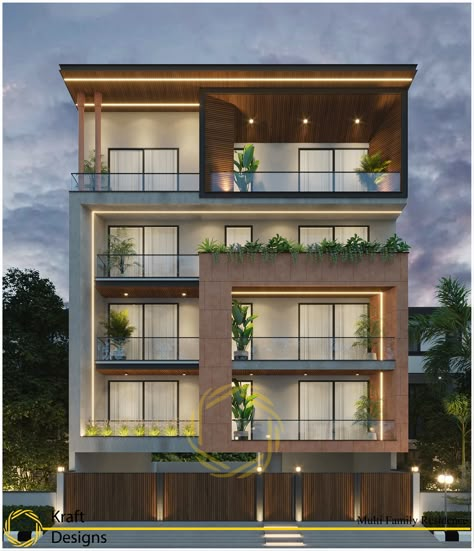 3 Floor Apartment Elevation Design, Beach Front Apartment Building, Stilt Plus 3 Floors Elevation, Small Apartment Elevation, Builder Floor Elevation, Small Apartment Exterior, 3 Floors Building Elevation Modern, Apartment Building Entrance, Apartment Elevation