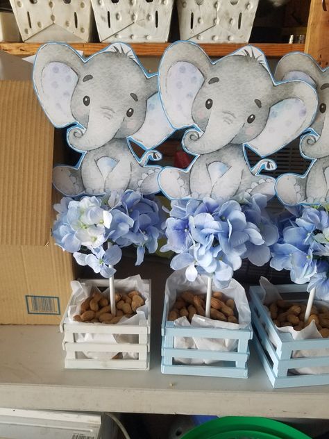 Blue Elephant Centerpieces, Elephant Baby Shower Centerpieces Boy, Elephant Centerpieces Boy, Baby Shower Centerpieces Boy, Elephant Baby Shower Theme Boy, Elephant Baby Shower Centerpieces, Boy Baby Shower Centerpieces, Easter Baby Shower, Elephant Baby Shower Decorations