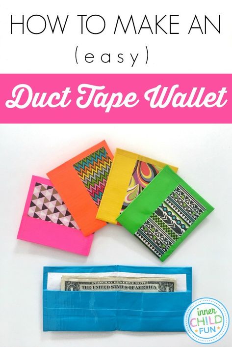 Duct Tape Wallet - craft for tweens or teens Duct Tape Wallets, Duct Tape Diy, Duck Tape Projects, Duck Tape Wallet, Duct Tape Projects, Girls Camp Crafts, Duct Tape Wallet, Tape Projects, Duct Tape Crafts