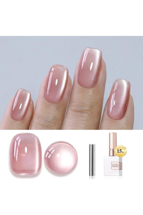 Double Rhythm Jelly Glass Cat Eye Gel Polish with Magnet 15ML Holographic Glitter Shimmer Translucent Sheer Color Magnetic Nail Polish Salon DIY at Home (Jelly Pink Orange-MC1102) Magnetic Nail Polish, Cat Eye Gel Polish, Glass Cat, Magnetic Nails, Cat Eye Gel, Glass Nails, Cat Eye Nails, Womens Nails, Eye Gel