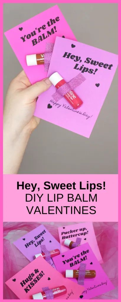 Affordable & Useful Valentine's Day Gift + *Free Printable* - DIY Valentines Lip Balm Diy Valentine's Gifts For Teachers, Chapstick Valentine, Valentines Lips, Lips Balm, You're The Balm, Valentines Puns, Friend Valentine Gifts, Diy Valentines Cards, Teacher Valentine Gifts