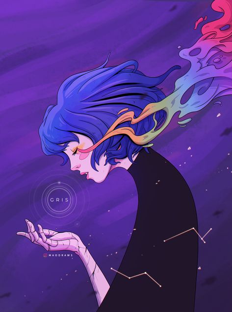 Gris Game, Blue Hair, A Woman, Fan Art, Fan, Hair, Blue, Instagram, Art