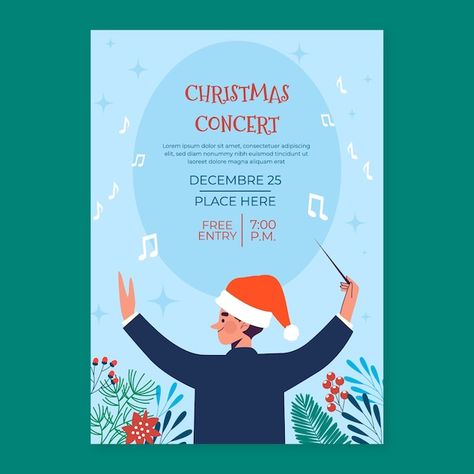 Free vector flat christmas concert poste... | Free Vector #Freepik #freevector #christmas-concert #christmas-flat #christmas #christmas-template Christmas Concert Poster, Christmas Template, Christmas Concert, Concert Poster, Concert Posters, Poster Template, Christmas Christmas, Graphic Resources, Vector Free