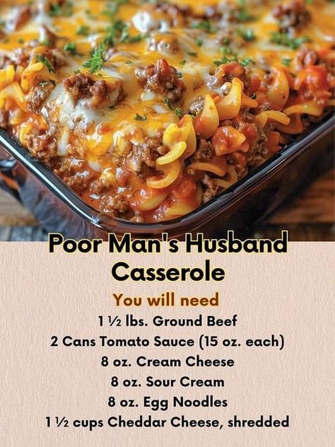 Poor Man's Husband Casserole  🍲🧀... - All tasty recipes Husband Casserole, Homemade Sauce Recipes, Beef Casserole Recipes, Cottage Pie, Beef Casserole, Easy Casserole Recipes, Easy Casserole, Homemade Sauce, Tasty Recipes