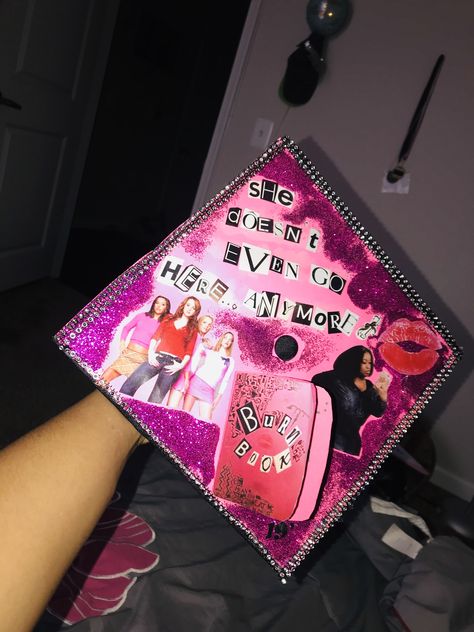 Mean Girls Graduation Cap, High School Musical Graduation Cap, Mean Girls Grad Cap, Graduation Cap Designs High School Musical, Grad Cap Ideas Musical Theatre, Graduation Cap Designs Theatre, Mean Girls Day, Hats Ideas, Graduation Hats