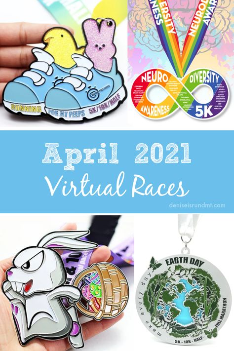 April 2021 Virtual Races - Run DMT New Month April, Virtual Run, Month April, Race Bibs, Running 10k, Virtual Race, Event Shirts, Kids Running, Fun Run