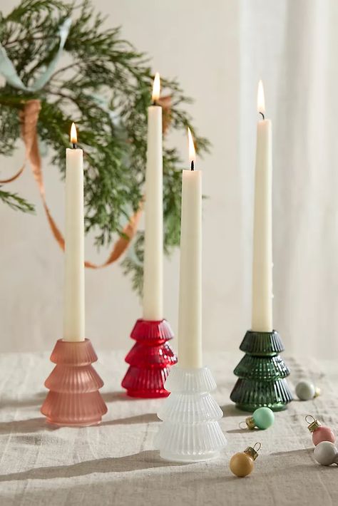 Tapered Candle Holder, Stick Decor, Christmas Pottery, Anthropologie Holiday, Candle Stick Decor, Tapered Candle, Outdoor Living Furniture, Taper Holders, Simple Christmas Decor