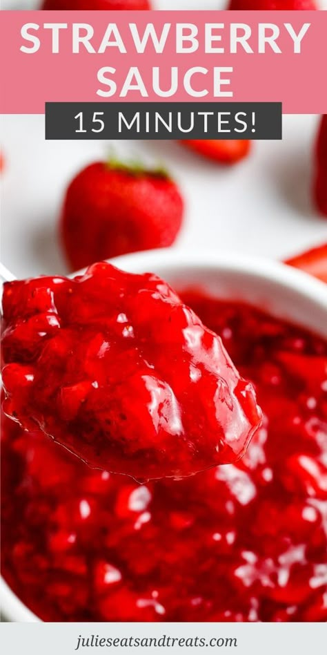 Homemade Strawberry Topping, Strawberry Sauce Recipe, Fresh Strawberry Recipes, Homemade Strawberry Sauce, Cake Filling Recipes, Fruit Sauce, Strawberry Dessert Recipes, Fruit Toppings, Strawberry Topping