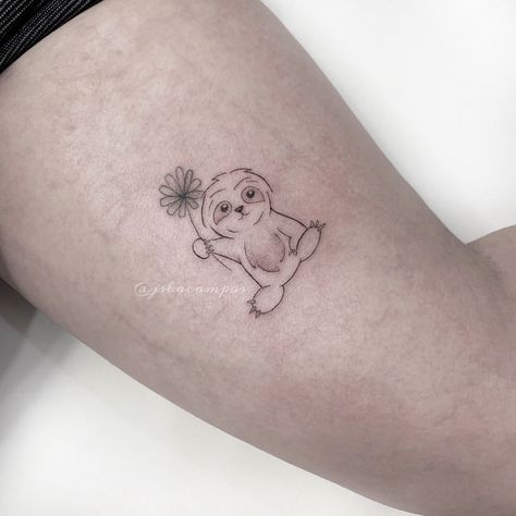 Sorella Tattoo, Neurodiverse Art, Sloth Tattoo, Virgo Tattoo Designs, Maching Tattoos, Dinosaur Tattoos, Cartoon Character Tattoos, Sibling Tattoos, Cute Little Tattoos