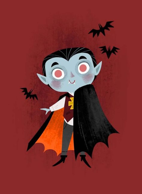 Vampire Illustration Cute, Cute Vampire, Vampire Illustration, Halloween Illustrations, Magic Crystal, Adornos Halloween, Autumn Illustration, Halloween Lovers, Spooky Szn