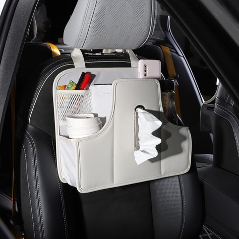 PRICES MAY VARY. 𝐔𝐩𝐠𝐫𝐚𝐝𝐞𝐝 𝐕𝐞𝐫𝐬𝐢𝐨𝐧: The car back seat organizer features a standard-sized car tissue box holder (measuring 9.8 inches x 5.5 inches x 3.9 inches) and two separate compartments for holding cups or bottles, helping you keep your vehicle tidy and organized. 𝐏𝐫𝐨𝐝𝐮𝐜𝐭 𝐃𝐢𝐦𝐞𝐧𝐬𝐢𝐨𝐧𝐬: The front seat organizer behind the seat measures 𝟏𝟒.𝟐 𝐢𝐧𝐜𝐡𝐞𝐬 𝐱 𝟏𝟏.𝟔 𝐢𝐧𝐜𝐡𝐞𝐬 𝐱 𝟒.𝟑 𝐢𝐧𝐜𝐡𝐞𝐬.can help you maintain a neat and organized car, conveniently s Car Accessories For Moms, Car Stuff For Guys, Cute Stuff For Your Car, Car Accessories For Tan Interior, Back Seat Car Decor, Car Necessities For Women, Car Back Seat Organizer, Small Car Console Organization, Front Seat Car Organizer