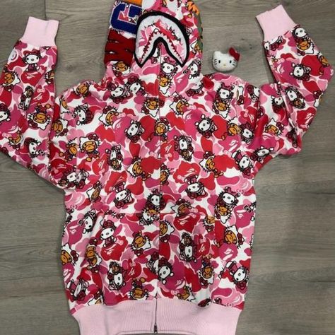 Bape hoodie hello kitty edition Hello Kitty Bape, Rare Hello Kitty, Bape Hoodie, Bathing Ape, A Bathing Ape, Valentines Gift, Girly Outfits, Valentine Gifts, Hello Kitty