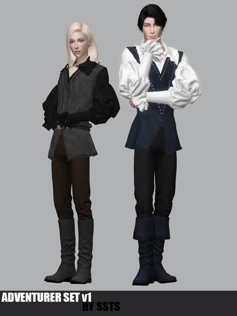 Male Victorian Clothing, Sims 4 Game Packs, Roman Clothes, Medieval Boots, Sims Medieval, Vampire Clothes, Medieval Clothes, Sims 4 Expansions, Woman Vest